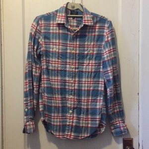 J. Crew men's flannel blue red slim XS
